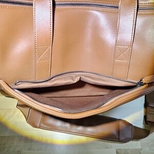 Monos Travel Tote Bag in Tan Leather with Metro Classic Kit — Stylish Weekender